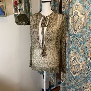 Women’s Antik Batik sheer long sleeve blouse Med